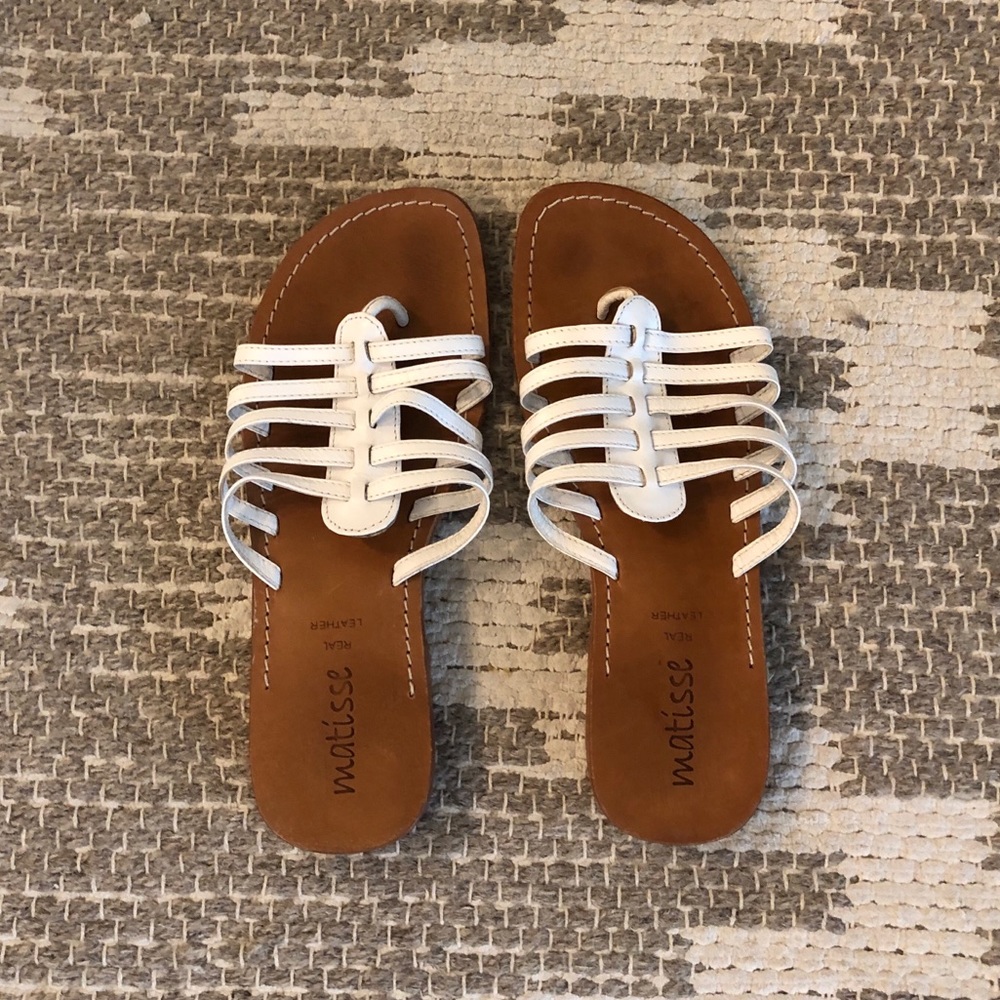 Matisse Ben Hur white leather sandals